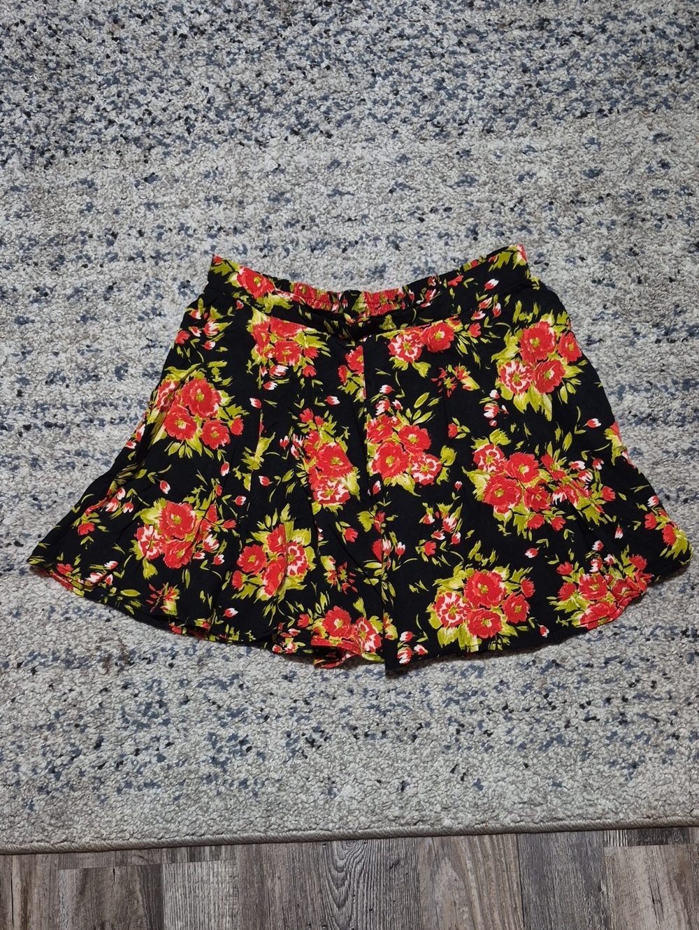 Band of Gypsies Black Skater Skirt with Red Floral Print